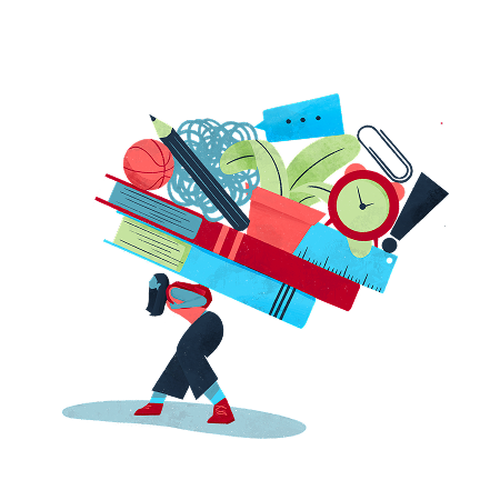 Clip art of a woman carrying books.